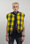 Tartan check varsity jacket purple flame reversible bomber