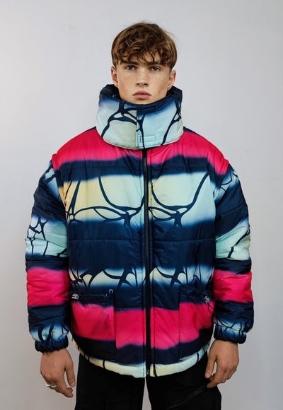 Reversible bomber jacket detachable sleeves puffer in pink