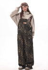 Leopard dungarees jean overalls animal print jumpsuit brown