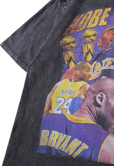 Kobe Bryant t-shirt Lakers tee retro basketball top in grey