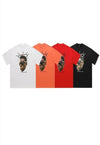 Grunge t-shirt raver print tee hip-hop top in orange