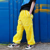 Faux fur joggers luxury detachable party pants handmade Barbie shorts fluffy premium festival overalls neon lemon yellow