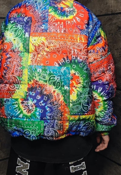 Bandanna bomber jacket handmade detachable paisley puffer