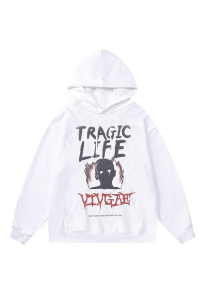 Cry boy hoodie sad print pullover Gothic top tragic jumper