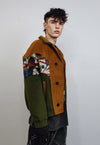 Native varsity jacket green suede feel retro Aztec bomber