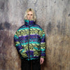 Snake bomber handmade detachable graffiti puffer devil horn jacket tie-dye print python coat reversible jacket in green blue