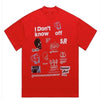 Poster print t-shirt graffiti tee grunge raver top in red