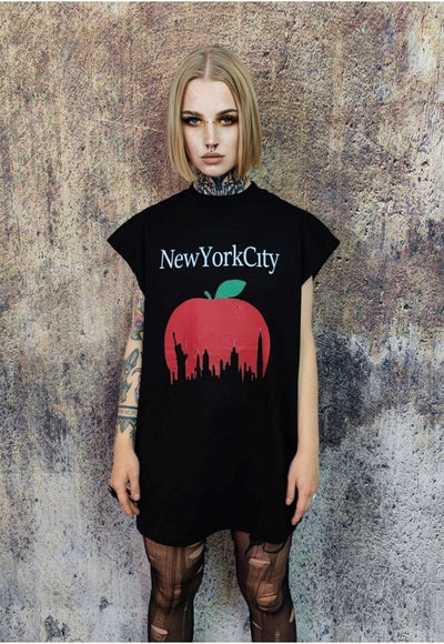 New York sleeveless t-shirt big apple tank top surfer vest