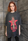 Skeleton t-shirt bones top vintage wash grunge arm tee grey