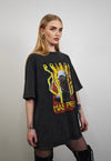 Gas mask t-shirt flame print tee psychedelic punk top grey