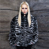 Zebra fleece jacket faux fur stripe fluffy bomber in black