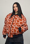 Giraffe print varsity jacket brown reversible 4in1 bomber