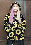 Sunflower fleece hoodie daisy print floral bomber jacket