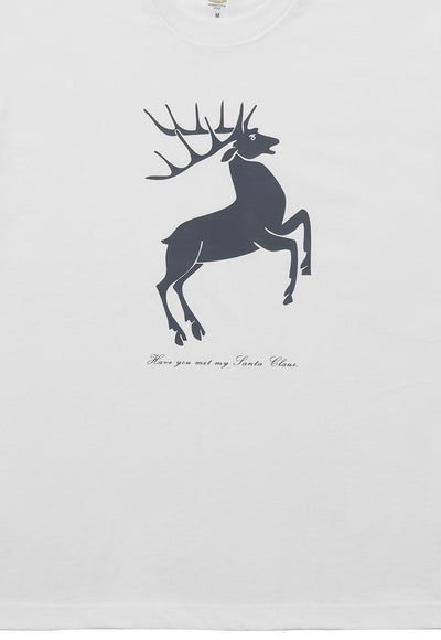 Christmas t-shirt deer print tee retro Christmas top white