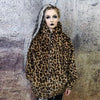 Leopard fleece jacket in brown animal print hooded bomber