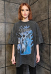 Premium grunge t-shirt vintage wash angel tee in acid black