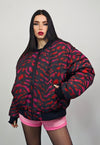 Striped varsity jacket red tie-dye zebra reversible bomber