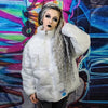 Transparent bomber see through padded puffer jacket in white