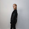 Sequin sweatshirt glitter top sparkle jumper party pullover glam rock long sleeve top embellished sweater in black purple