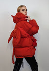 Devil horn jacket grunge puffer retro Anime bomber in red