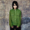 Letter print aviator jacket retro jacquard bomber in green