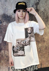 Bondage print tee BDSM Anime t-shirt vintage wash top white