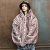 Python faux fur Bomber detachable handmade snake jacket pink