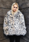 Faux fur Leopard jacket animal print fleece bomber in white