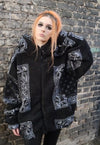 Paisley fleece bomber handmade detachable bandanna jacket