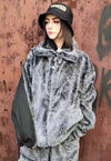 Python faux fur jacket handmade snake fleece bomber grey