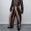 Faux fur leopard joggers animal print pants handmade cheetah fleece raver trousers premium party overalls in brown and white