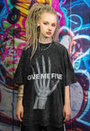 Skeleton t-shirt bones print tee punk skull top in acid grey