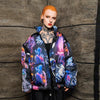 Psychedelic bomber jacket handmade detachable raver puffer