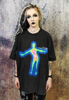 Oversize fluorescent raver tee party luminous t-shirt grey