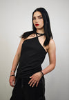 Halter vest unisex studded t-shirt catwalk tank top in black