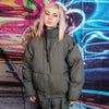 Luminous bomber shiny jacket reflective raver puffer green