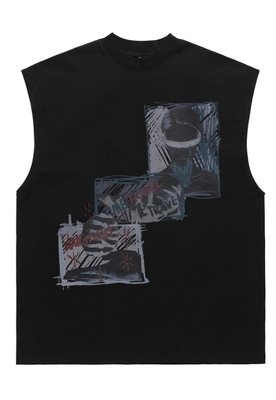 Bondage sleeveless t-shirt S&M tank top gothic surfer vest