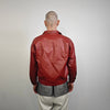 Red faux leather racing jacket utility PU bomber gorpcore biker jacket rocker varsity jacket retro 90s coat grunge college vinyl coat