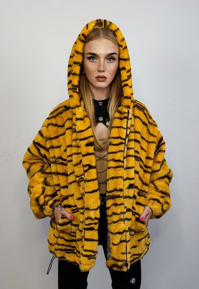 Tiger print jacket animal print bomber detachable zebra coat