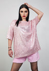 Fluffy party top pastel pink shiny luminous rave jumper