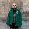 Faux fur bomber jacket fluffy aviator jacket soft coat green