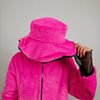 Embellished fleece track jacket pink reversible bomber two sided glitter tracksuit black luminous festival coat shiny overcoat fluffy top