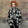 Panda fleece jacket animal print fluffy retro bomber black