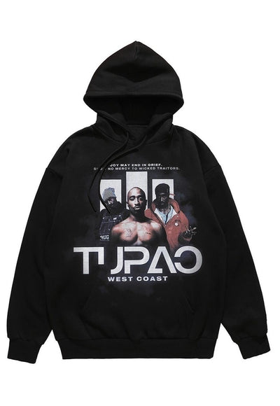 Hip-hop hoodie rapper pullover premium raver jumper in black