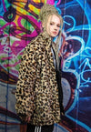 Leopard fleece jacket in brown animal print fluffy bomber