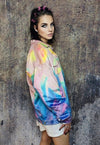 Rainbow jacket abstract print velvet bomber soft coat pink