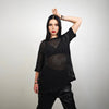 Mesh t-shirt black transparent Gothic blouse long sleeve rocker sheer jumper edgy gay top retro 00s see-though punk pullover