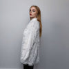 Fringed shirt long sleeve fluffy blouse going out oversize jumper fancy dress sweatshirt loose fuzzy top in white