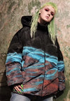 Space print bomber tie-dye earth north jacket in black