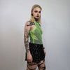 Transparent sequin t-shirt glitter mesh top sparkly vest party tee glam jumper fancy dress embellished going out rhinestone tee neon green